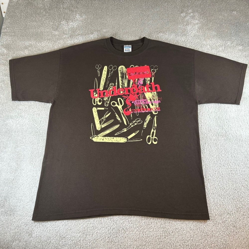 Vintage Y2K Underoath Goth Band T-Shirt Graphic Scissors Knives‎ Men's XL Rare